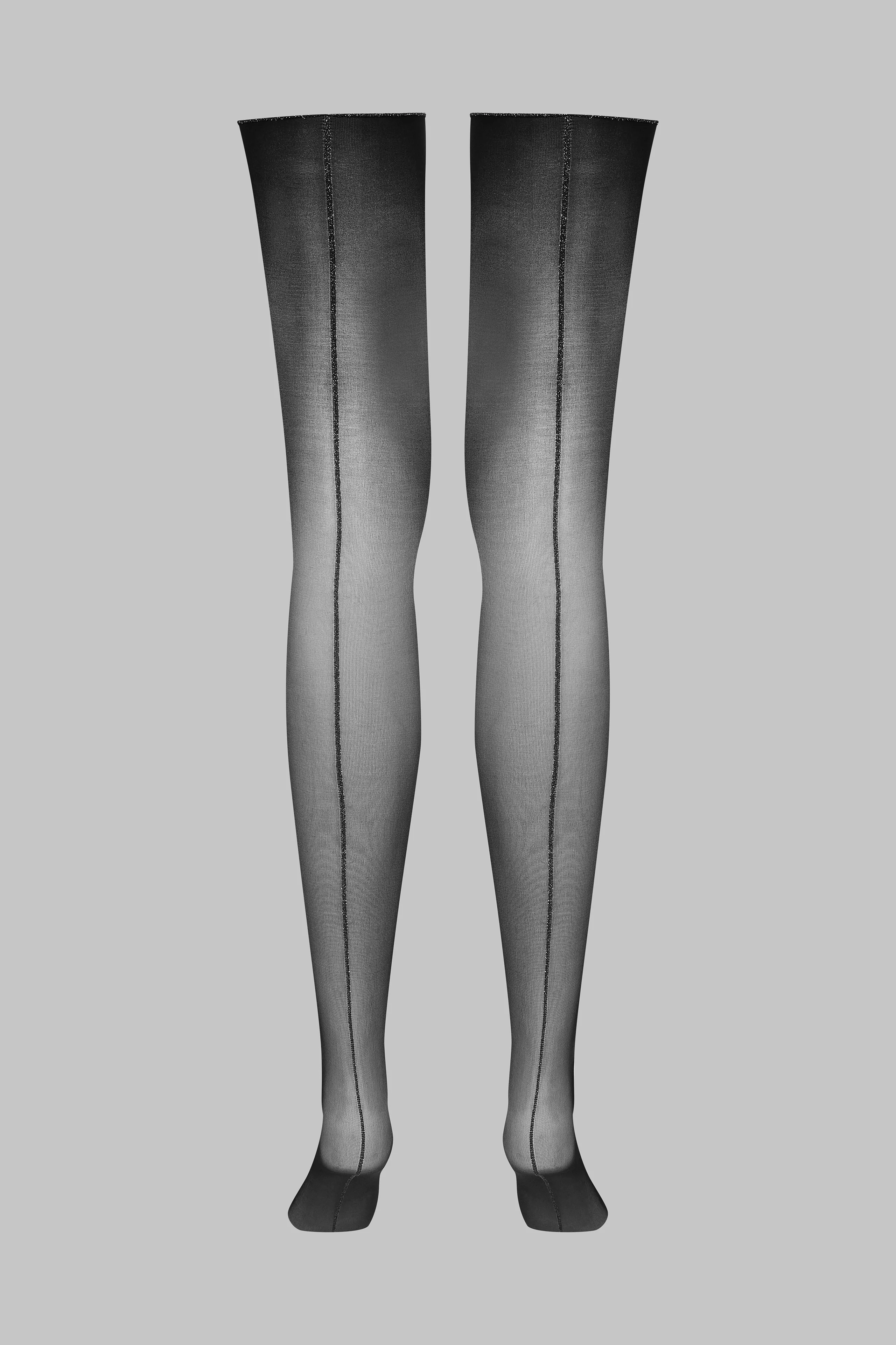 Bas coupés roulés coutures Lurex 20D - Noir/Argent - Legwear - Image 2