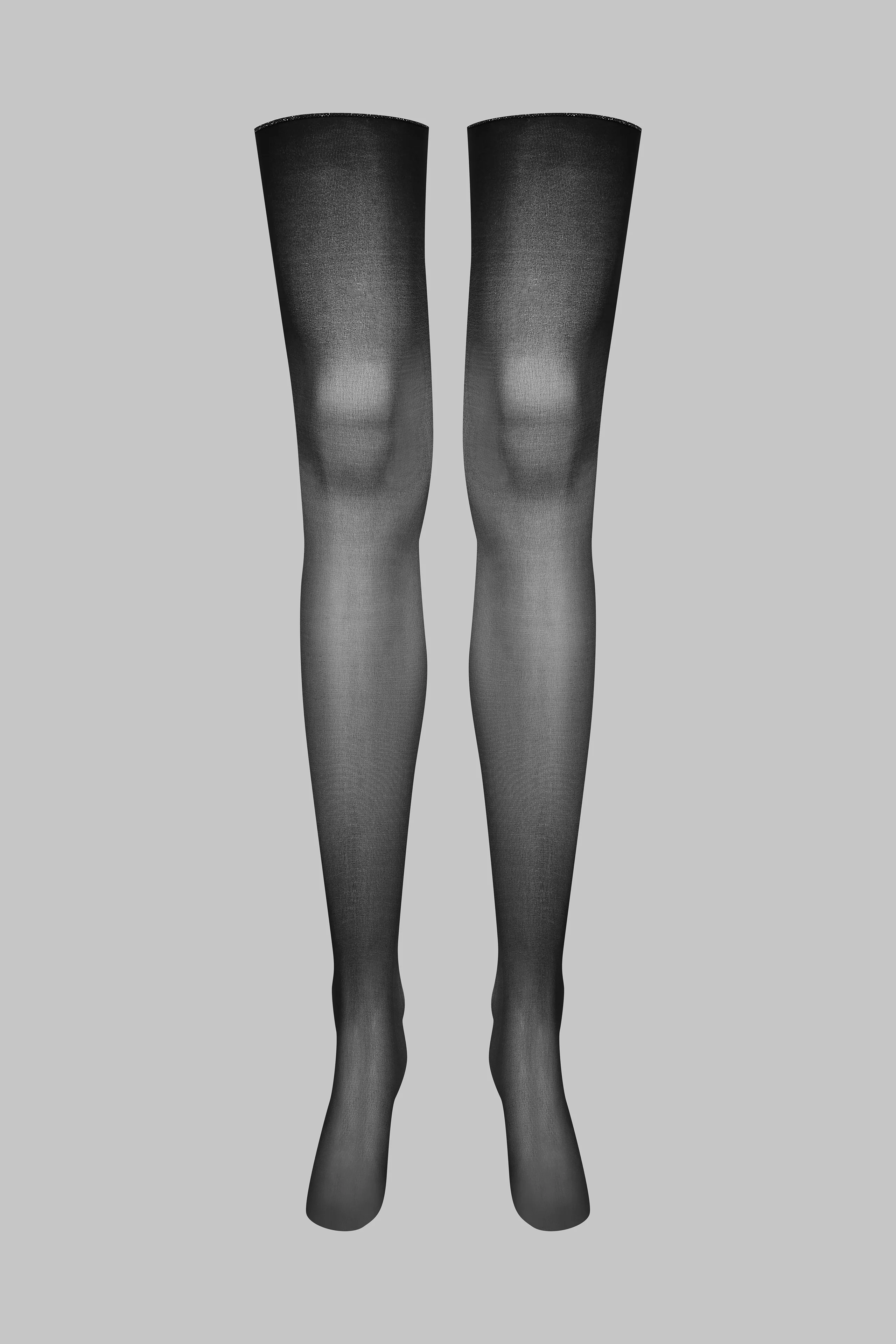 Bas coupés roulés coutures Lurex 20D - Noir/Argent - Legwear - Image 3