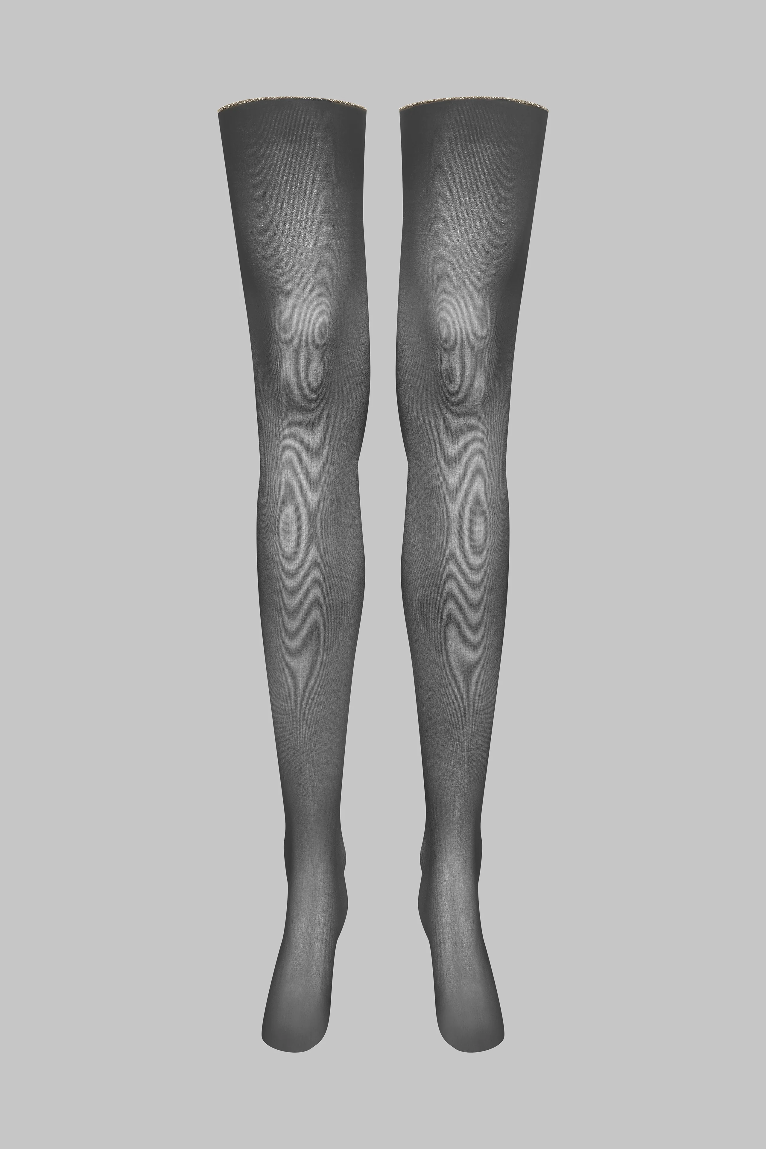 Bas coupés roulés couture Lurex 20D - Noir/Or - Legwear - Image 3