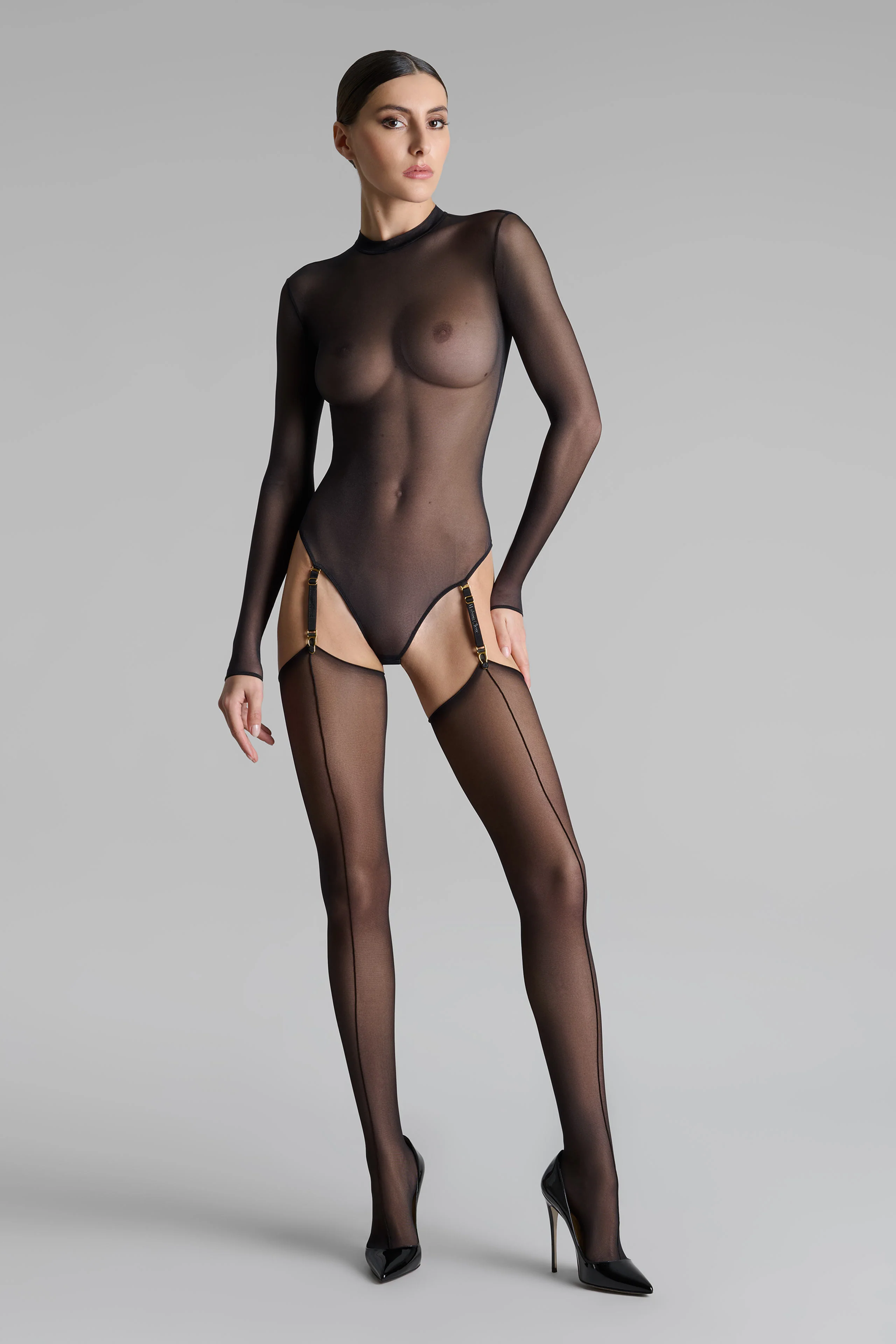 Bas coupés roulés double couture 20D - Legwear - Image 5