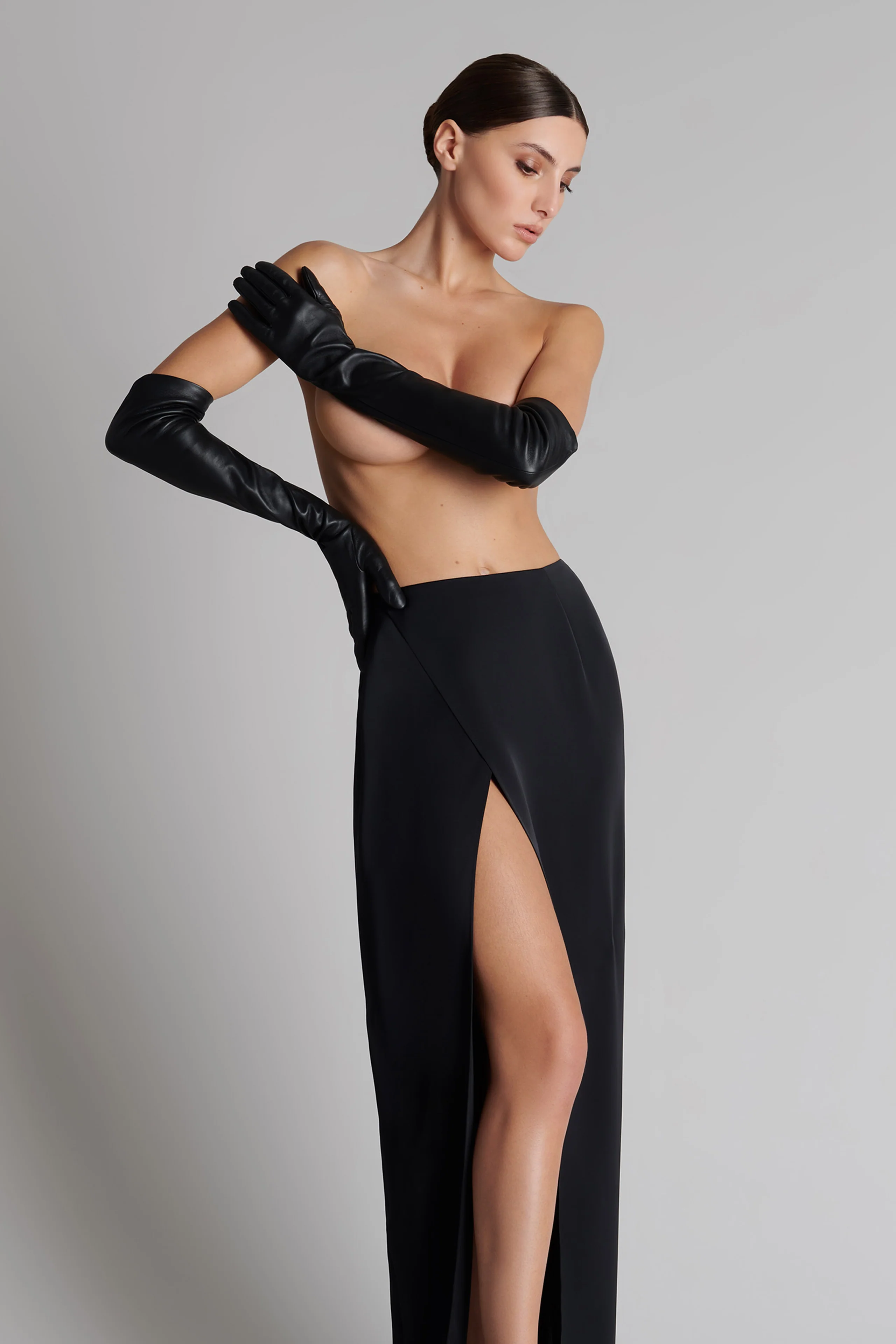 Gants opéra cuir avec jarretelles - Image 3