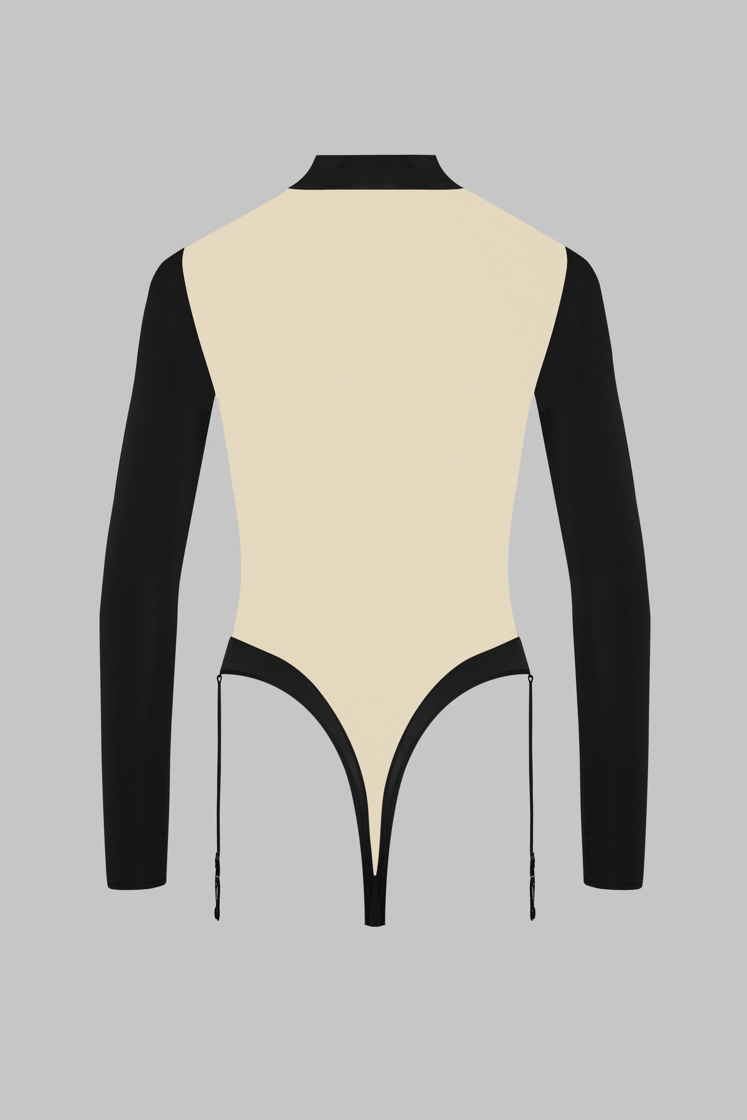 Body string col V manches longues porte-jarretelles - Pure Tentation - Image 3