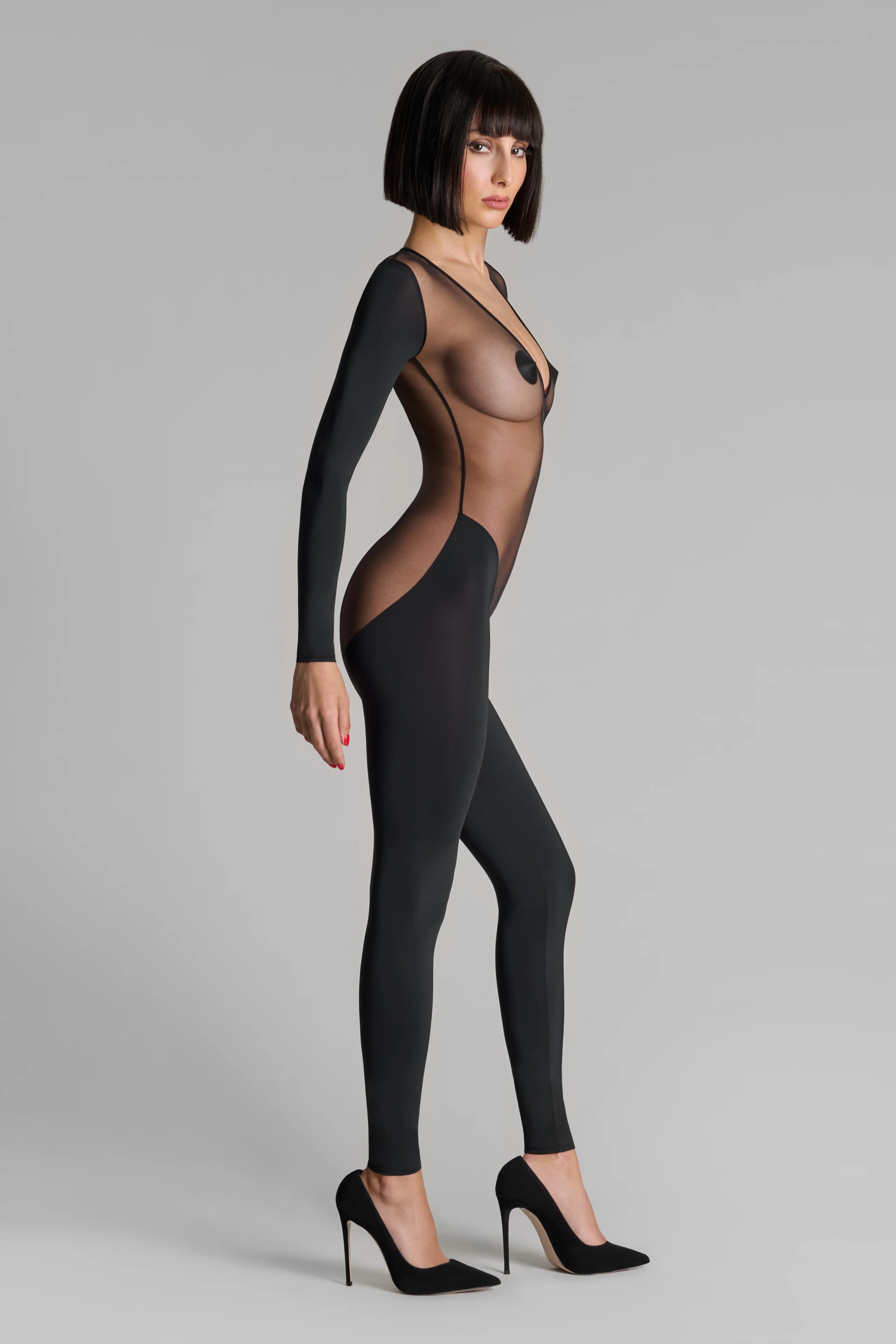Catsuit manches longues dos transparent - Pure Tentation - Image 5